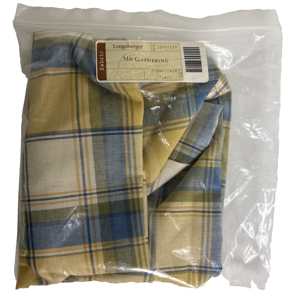 Longaberger Medium Gathering Basket Liner Cornflower Butternut Plaid - Picture 1 of 8